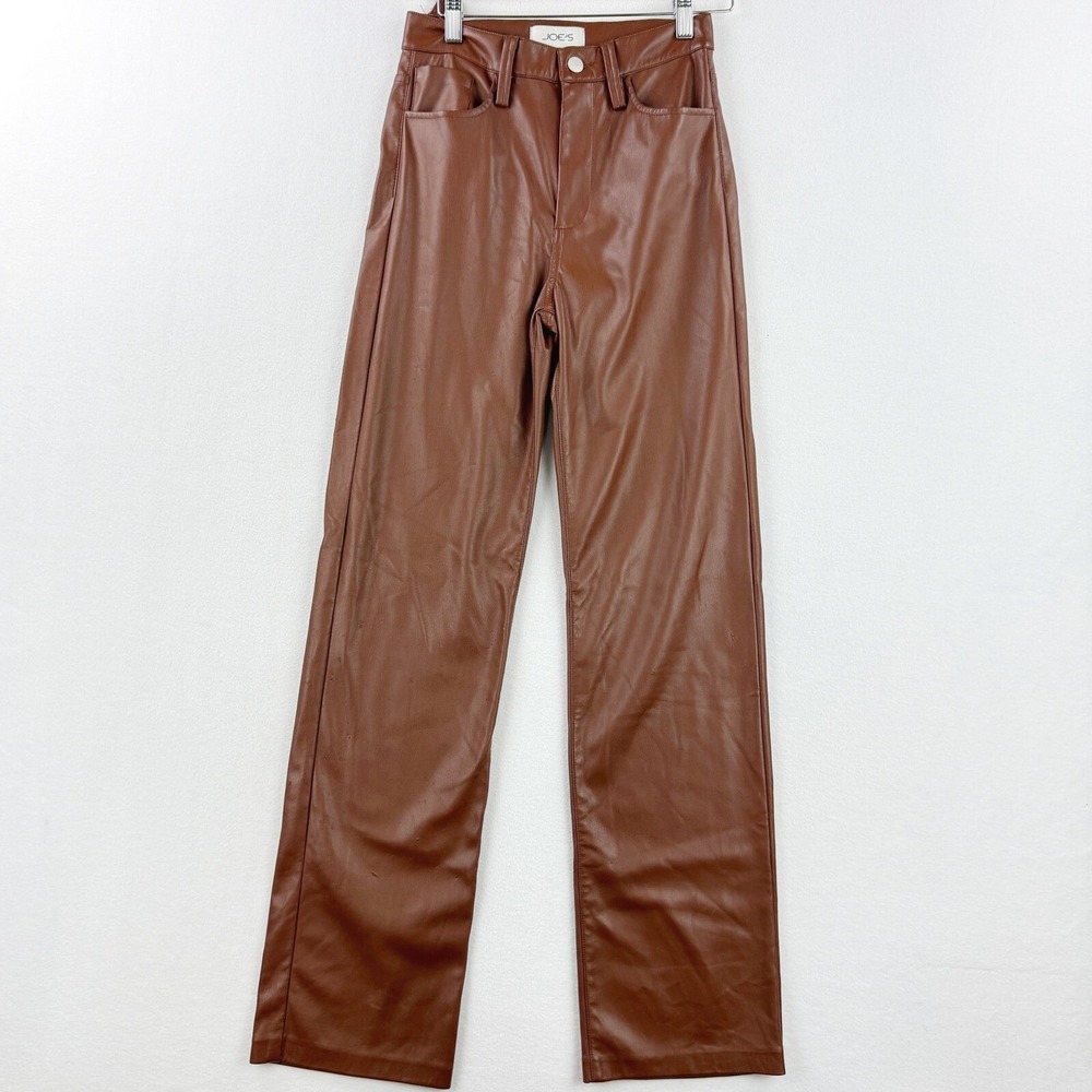 Joe's Jeans Margot Vegan Leather Pants Size 25 Womens Toffee Brown